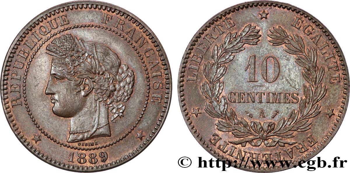 10 centimes Cérès 1889 Paris F.135/34 SUP62 