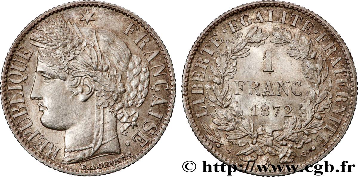 1 franc Cérès, IIIe République 1872 Paris F.216/5 SUP62 