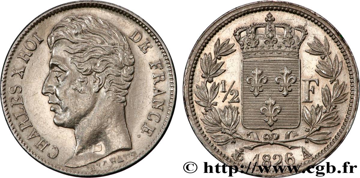 1/2 franc Charles X 1826 Paris F.180/2 SUP 