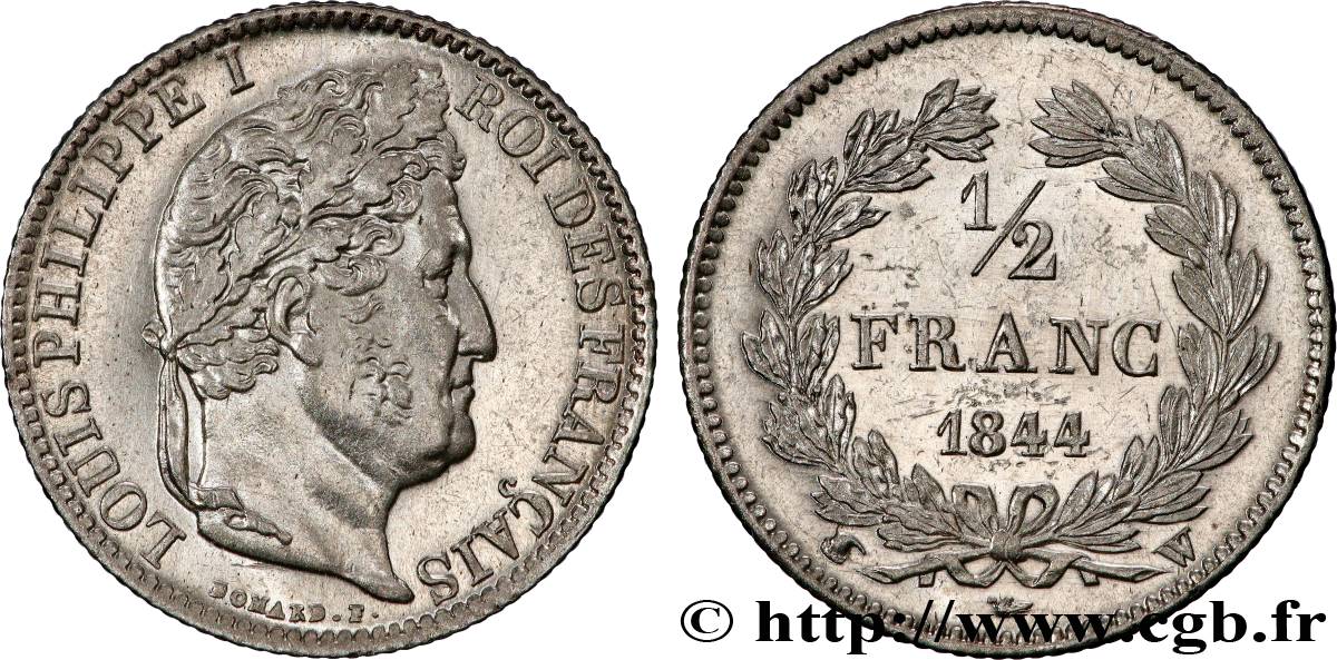 1/2 franc Louis-Philippe 1844 Lille F.182/107 SUP+ 