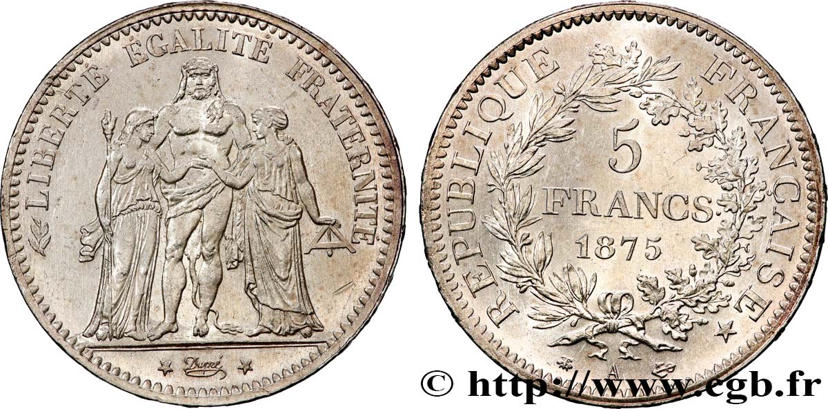 5 francs Hercule 1875 Paris F.334/14 SPL+ 