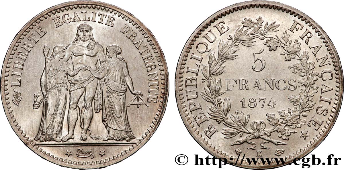 5 francs Hercule 1874 Bordeaux F.334/13 SUP+ 