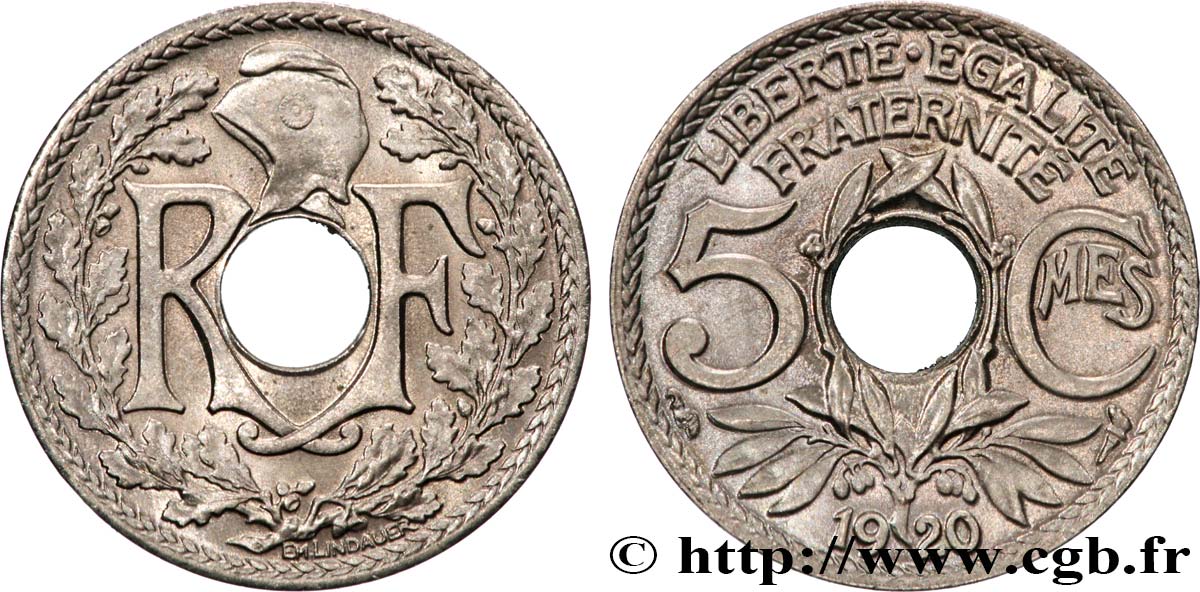 5 centimes Lindauer, grand module 1920  F.121/4 FDC65 