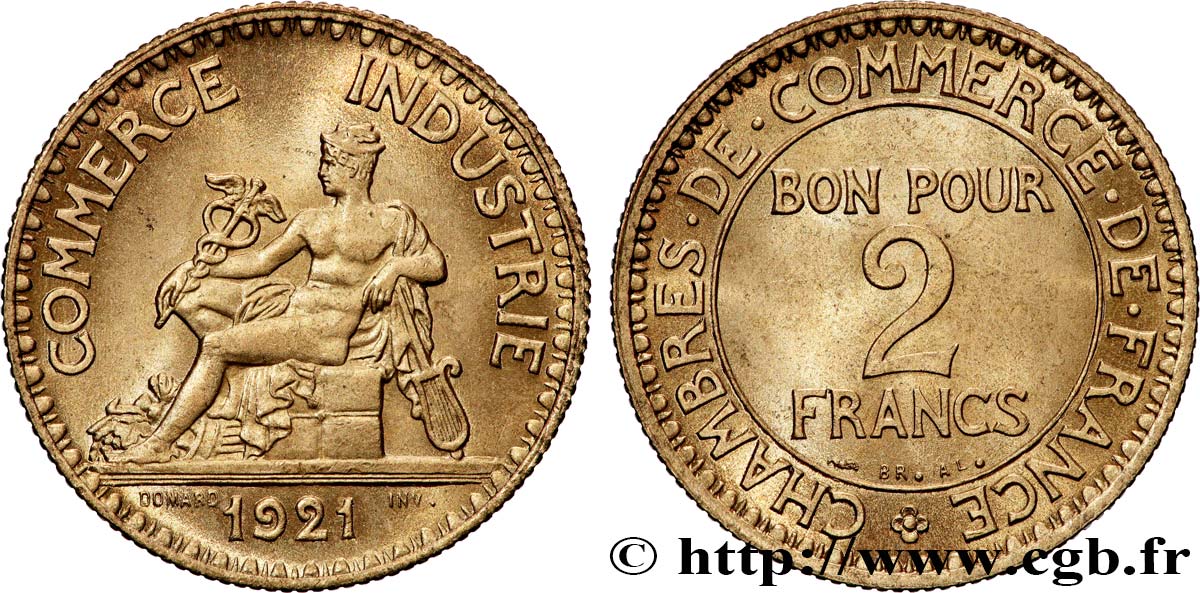 2 francs Chambres de Commerce 1921  F.267/3 SPL63 