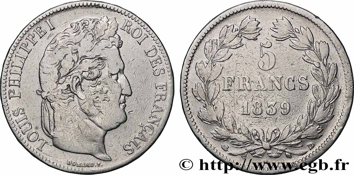 5 francs IIe type Domard 1839 Lyon F.324/78 TB 