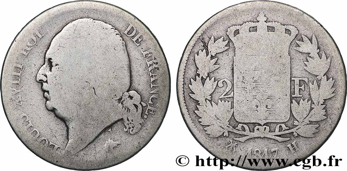 2 francs Louis XVIII 1817 La Rochelle F.257/10 B 