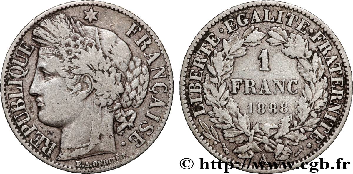 1 franc Cérès, Troisième République 1888 Paris F.216/10 TB 