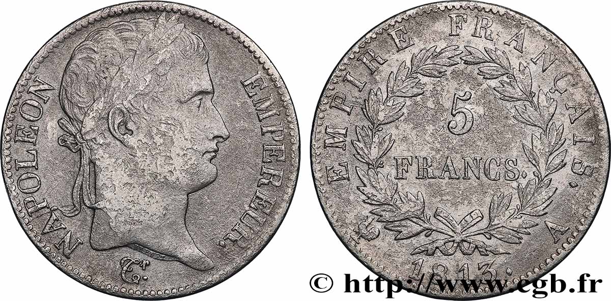 5 francs Napoléon Empereur, Empire français 1813 Paris F.307/58 VF 
