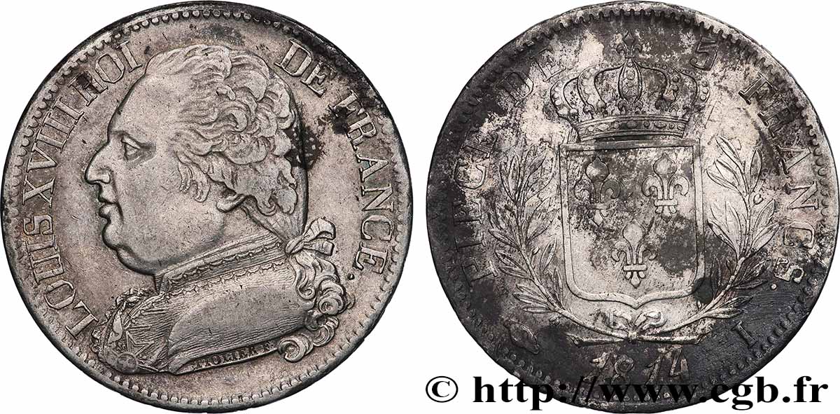 5 francs Louis XVIII, buste habillé 1814 Limoges F.308/6 TTB 