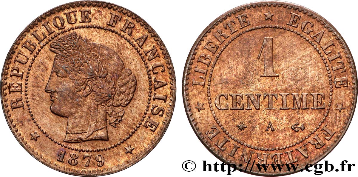 1 centime Cérès, ancre barrée 1879 Paris F.104/9 SPL64 
