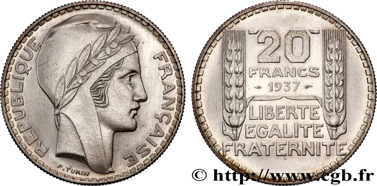20 francs Turin 1937  F.400/8 SUP+ 