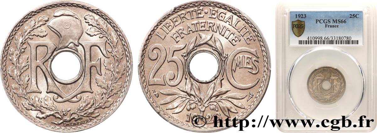 25 centimes Lindauer 1923  F.171/7 FDC66 PCGS