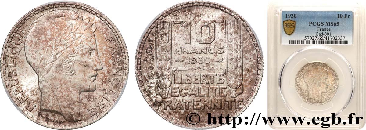 10 francs Turin 1930  F.360/3 FDC65 PCGS