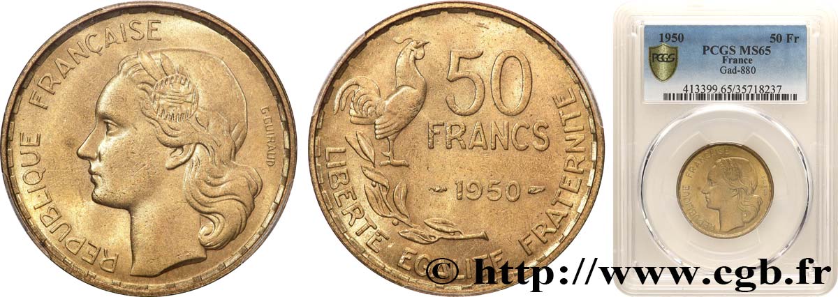 50 francs Guiraud 1950  F.425/3 FDC65 PCGS