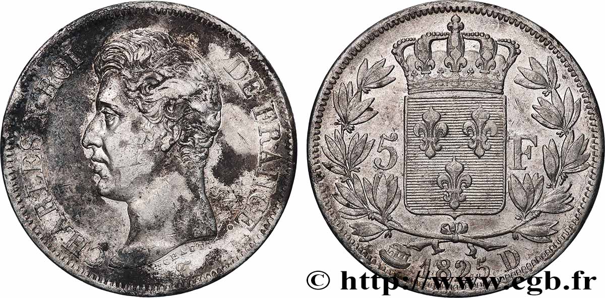 5 francs Charles X, 1er type 1825 Lyon F.310/6 TTB 