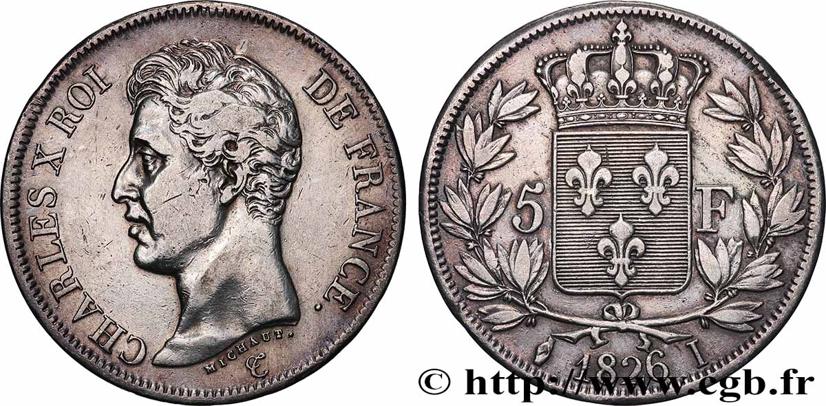 5 francs Charles X, 1er type 1826 Limoges F.310/20 TB+ 