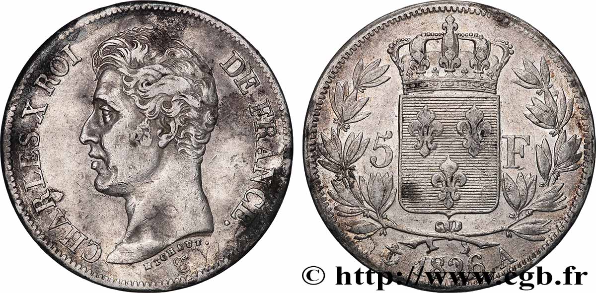 5 francs Charles X, 1er type 1826 Paris F.310/15 VF 