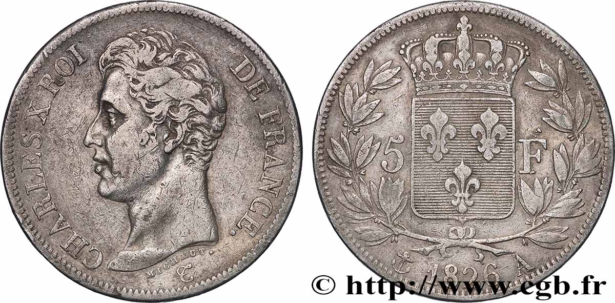 5 francs Charles X, 1er type 1826 Paris F.310/15 VF 