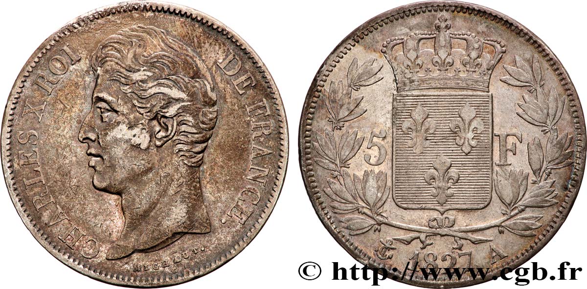 5 francs Charles X, 2e type 1827 Paris F.311/1 TTB 