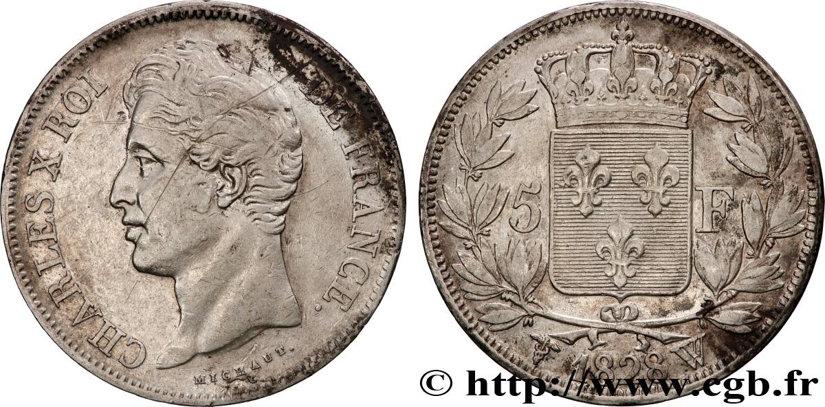 5 francs Charles X, 2e type 1828 Lille F.311/26 TB+ 