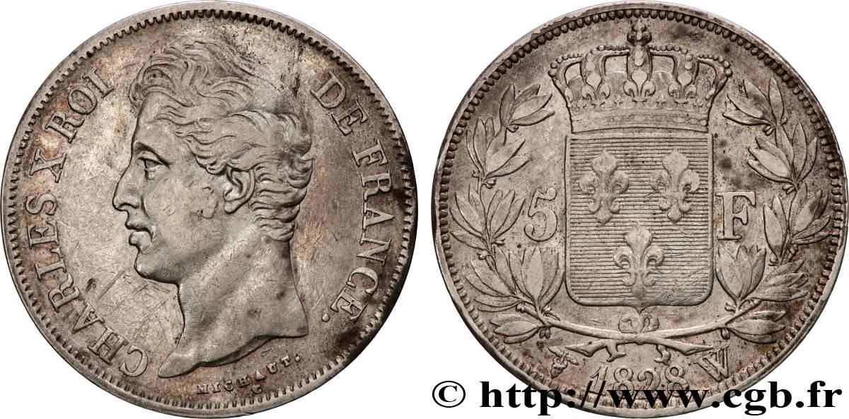 5 francs Charles X, 2e type 1828 Lille F.311/26 VF 