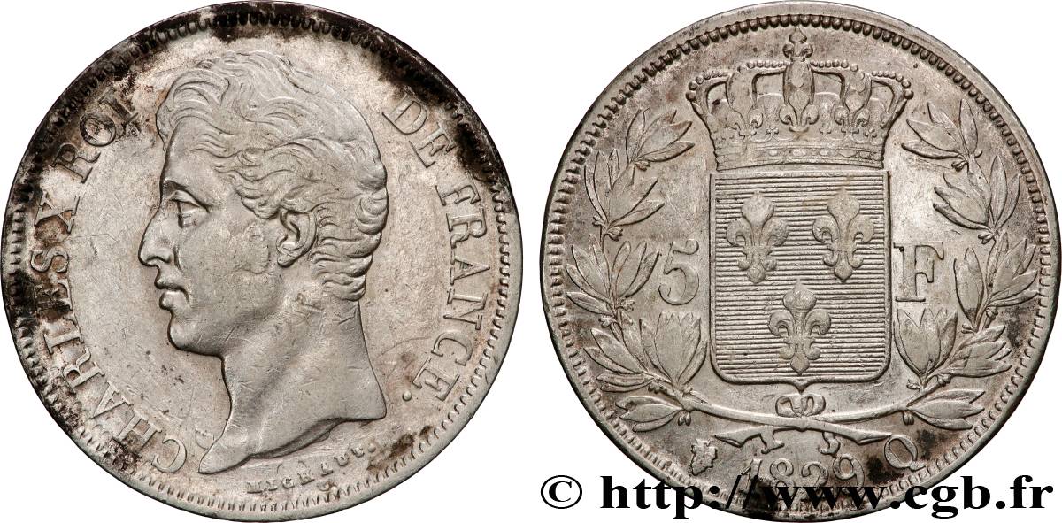 5 francs Charles X, 2e type 1829 Perpignan F.311/37 TB+ 