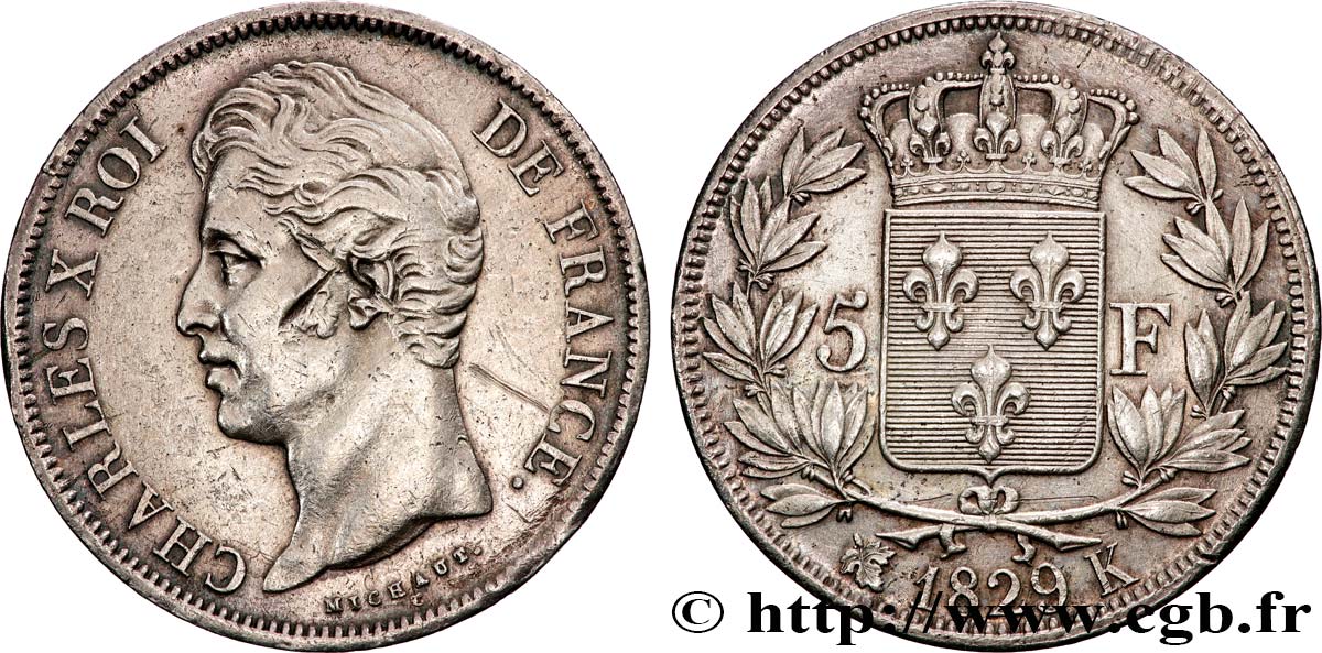5 francs Charles X, 2e type 1829 Bordeaux F.311/33 TTB 