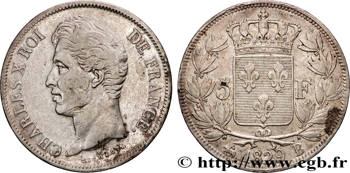 5 francs Charles X, 2e type 1829 Rouen F.311/28 BC+ 