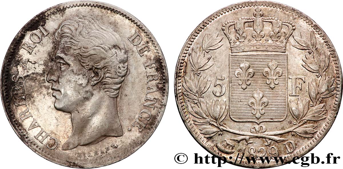 5 francs Charles X, 2e type 1829 Lyon F.311/30 TTB 