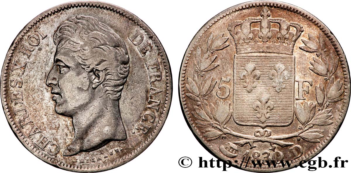 5 francs Charles X, 2e type 1830 Lyon F.311/43 TB+ 