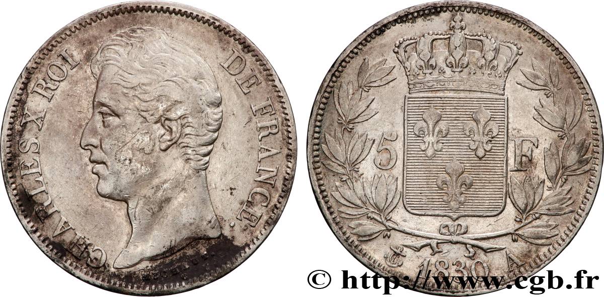 5 francs Charles X, 2e type 1830 Paris F.311/40 TB+ 