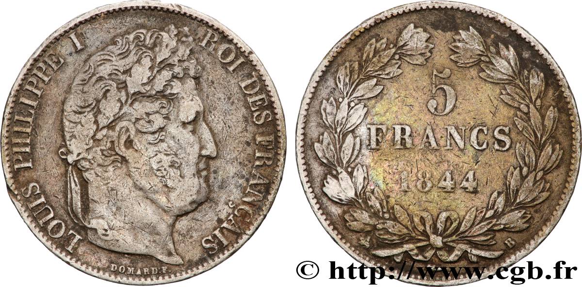 5 francs IIIe type Domard 1844 Rouen F.325/2 TB+ 