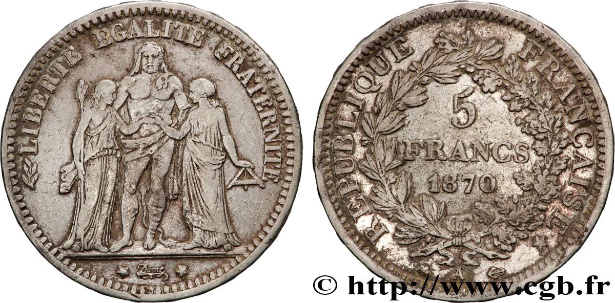 5 francs Hercule 1870 Paris F.334/1 TB+ 