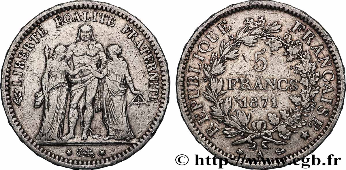 5 francs Hercule 1871 Paris F.334/2 TB 