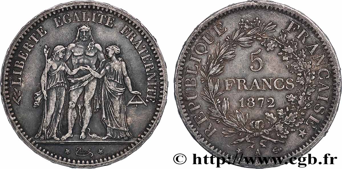 5 francs Hercule, Petites étoiles 1872 Paris F.334/7 TTB 
