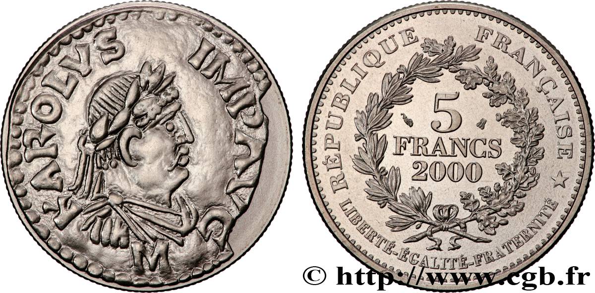 5 francs Denier de Charlemagne 2000 Paris F.348/1 MS 