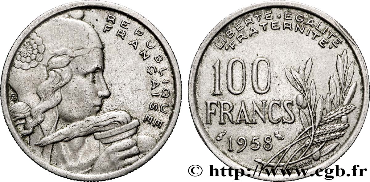 100 francs Cochet, Chouette 1958  F.450/13 TTB 