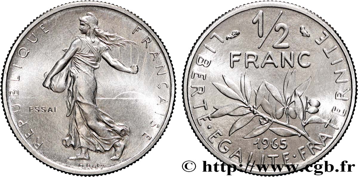 Essai du 1/2 franc Semeuse 1965 Paris F.198/2 FDC 