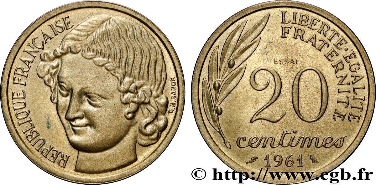 Essai du concours de 20 centimes par Baron 1961 Paris GEM.55 2 SPL 