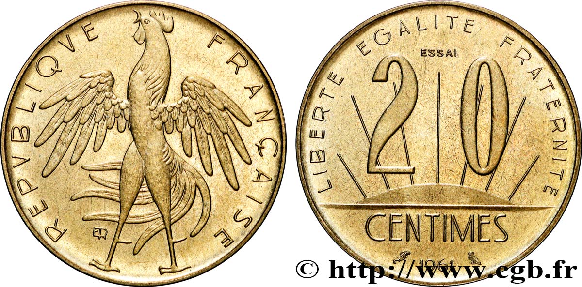 Essai du concours de 20 centimes par Rousseau 1961 Paris GEM.55 14 MS 