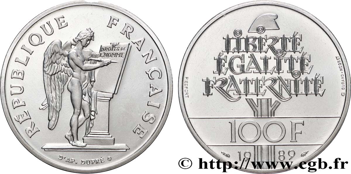 Piéfort Brillant Universel de 100 francs Droits de l Homme 1989 Pessac GEM.238 P1 SPL+ 