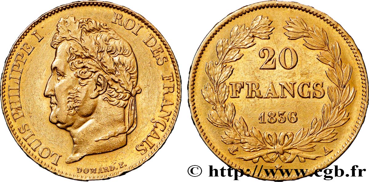 20 francs or Louis-Philippe, Domard 1836 Paris F.527/14 TTB+ 