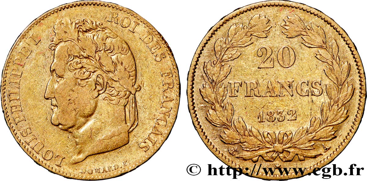 20 francs or Louis-Philippe, Domard 1832 Paris F.527/1 TB 