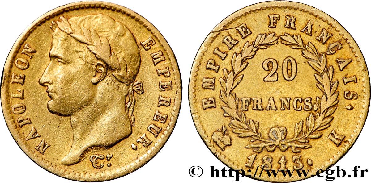 20 francs or Napoléon tête laurée, Empire français 1813 Bordeaux F.516/32 TTB 