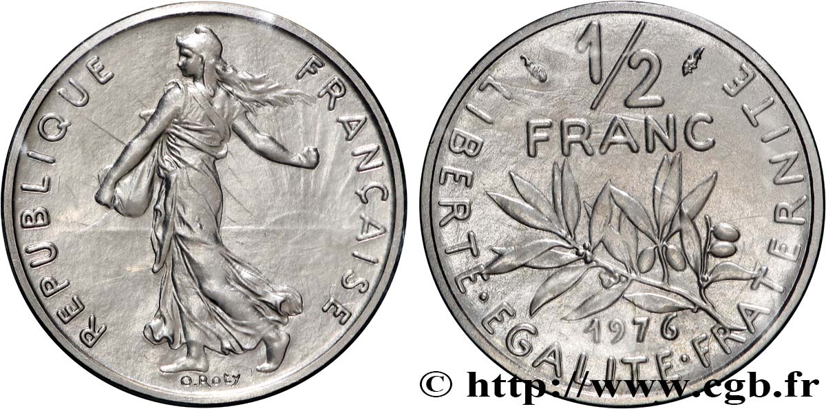 Piéfort nickel de 1/2 franc Semeuse 1976 Pessac GEM.91 P1 ST 