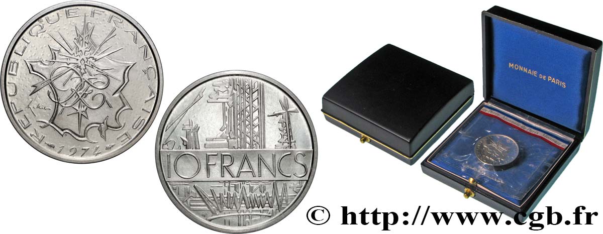 Piéfort argent de 10 francs Mathieu 1974 Pessac GEM.186 P2 MS 