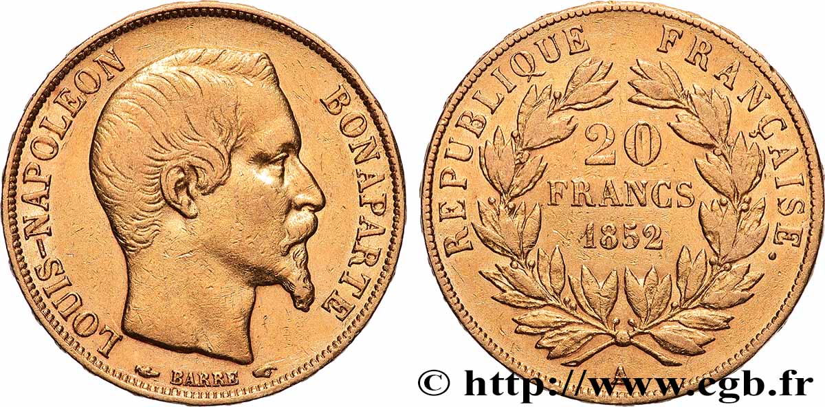 20 francs or Louis-Napoléon 1852 Paris F.530/1 XF 