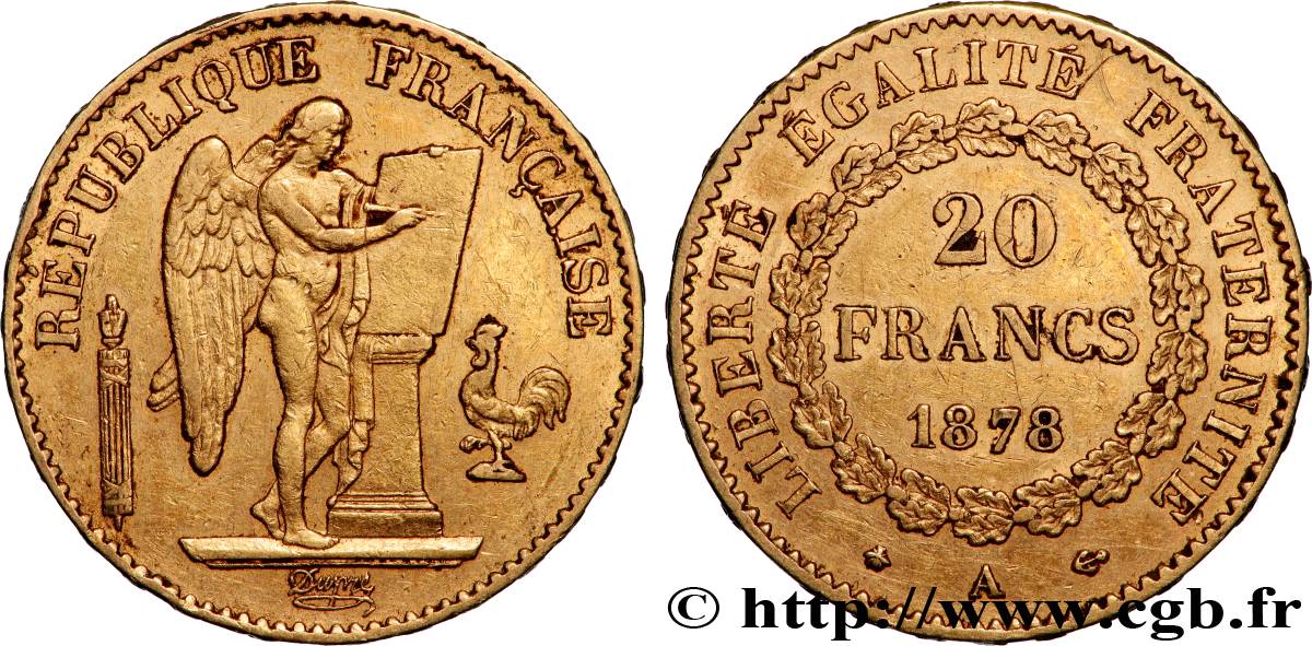 20 francs génie, Troisième république 1878 Paris F.533/6 TTB 