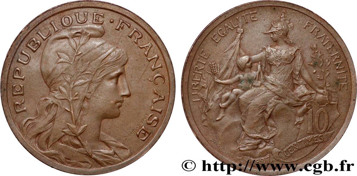 Pré-série de 10 centimes Daniel-Dupuis au ruban 1897  GEM.32 1 SUP55 