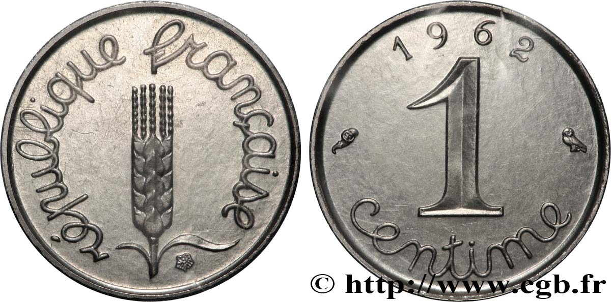 Piéfort acier de 1 centime Épi 1962 Paris F.106/4P FDC 